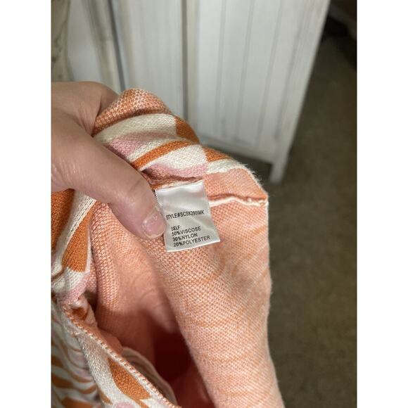 Dee Elly Retro 70s Look Stretchy Cropped V-Neck Top Size Small Orange Pink - Picture 3 of 6